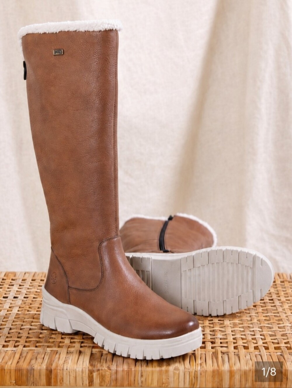Remonte by Rieker | Cognac Waterproof Faux Fur-Lined Knee-High Boots, Size 38